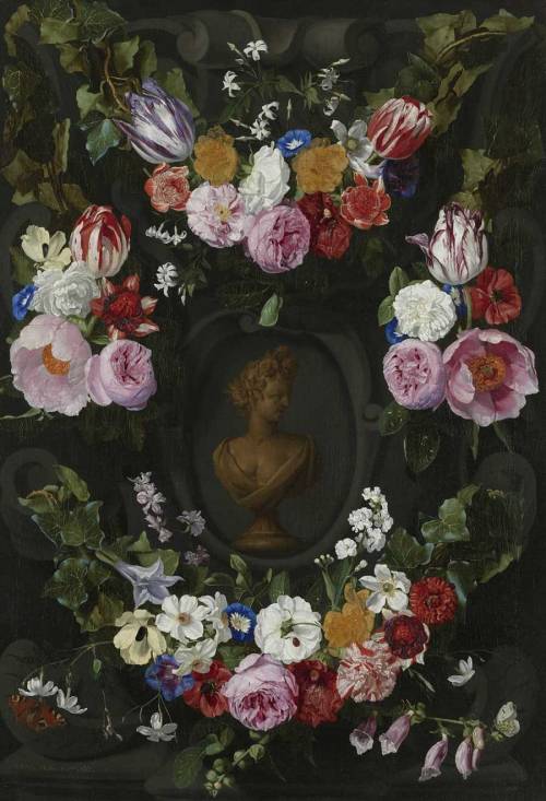 Festoon of flowers to a bust of Flora   -    I.P. van Thielen , 1665Dutch , 1618-1667Oil on canvas, 