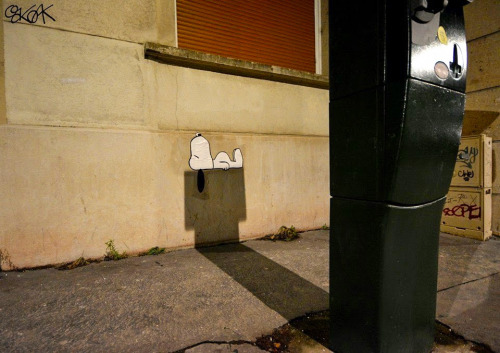 A Shadowy Snoopy on the Streets of Saint-Etienne, France by OakOak