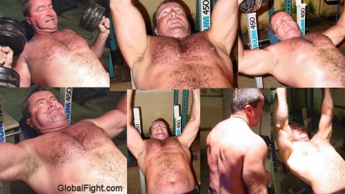 big beefy hairychest muscleman VIEW HIS DAILY NUDIST LOCKERROOM POSTS of himself on his page at http