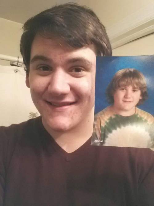 transisbeautiful:  harmoniousqueer:  File this under things I am grateful for this Thanksgiving! Left is me in January 2014, holding a picture of me from 2010. On the right is me last night at Chipotle with my friends, living my life authentically. I