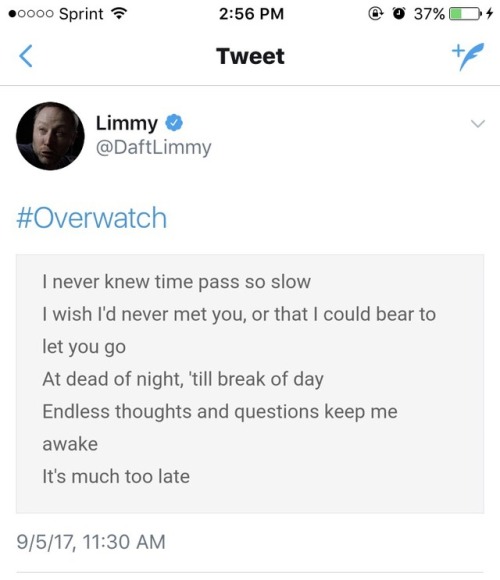 moonlandingwasfaked:Limmy cuts overwatch cold turkey: a saga