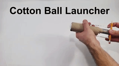 DIY Cotton Ball LauncherCreate a cotton ball launcher with stuff from around the house: Some cardboa