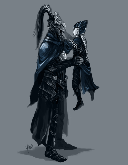 Artorias and Ciaran for a friend! I know nothing about Dark Souls but wow what a height difference.