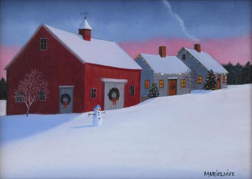 Marieluise Hutchinson (b.1965) - The Yule Log Burns Bright. Oil on panel.