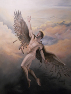 Hal-Blog:  Eric Armusik (B. 1973) American.“Flight Of Icarus”, 2015Oil On Birch