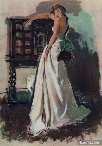 1945 Evening gown by Raymond illustrated by Pierre-Laurent Brénot