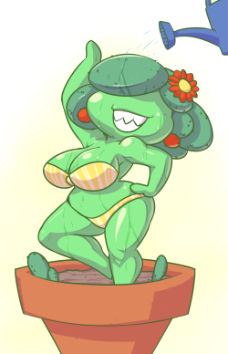 theycallhimcake:  artisano:  I drew Cake’s cute cactus! Remember to water yer plants regularly   ohohohohooooo snizzity snaps Shortstacktus is BACK