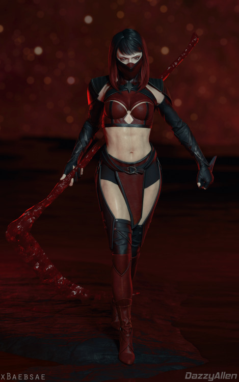 So a while back I thought it would be a good idea to mod Skarlet’s MK Mobile Assassin outfit o