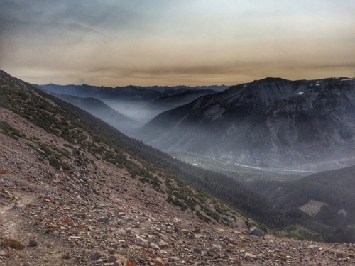 A very smoky Mt. Rainier National Park on Saturday. This portion of the park is now closed due to fi