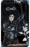Tarot card commission of a character named Aliena Surana (plus a WIP)