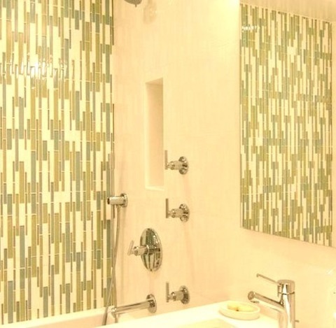 New York KidsInspiration For A Mid-sized Modern Kids' White Tile And Porcelain Tile Ceramic Tile Drop-in