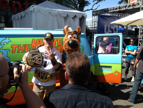 johnc-na:  John Cena participating in a Scooby Doo Photo Op at Studios Booth as part of SummerSlam Week!  John Cena & Scooby Doo!