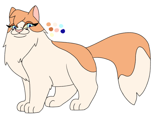 Lilyflower. She gives Crookedstar a life! A drawing of Lilyflower, she is a longhaired cream and pal