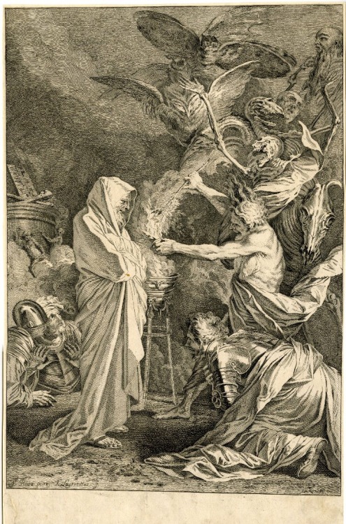 madbriar:  Print by Andrew Lawrence, after Salvator RosaSaul and witch of Endor, 1730-54 