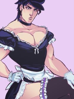 towerofgay:  jotaro in a maid outfit for