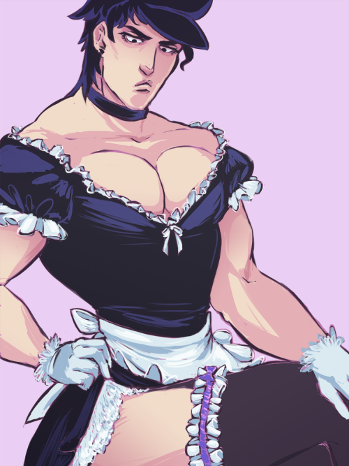 XXX towerofgay:  jotaro in a maid outfit for photo