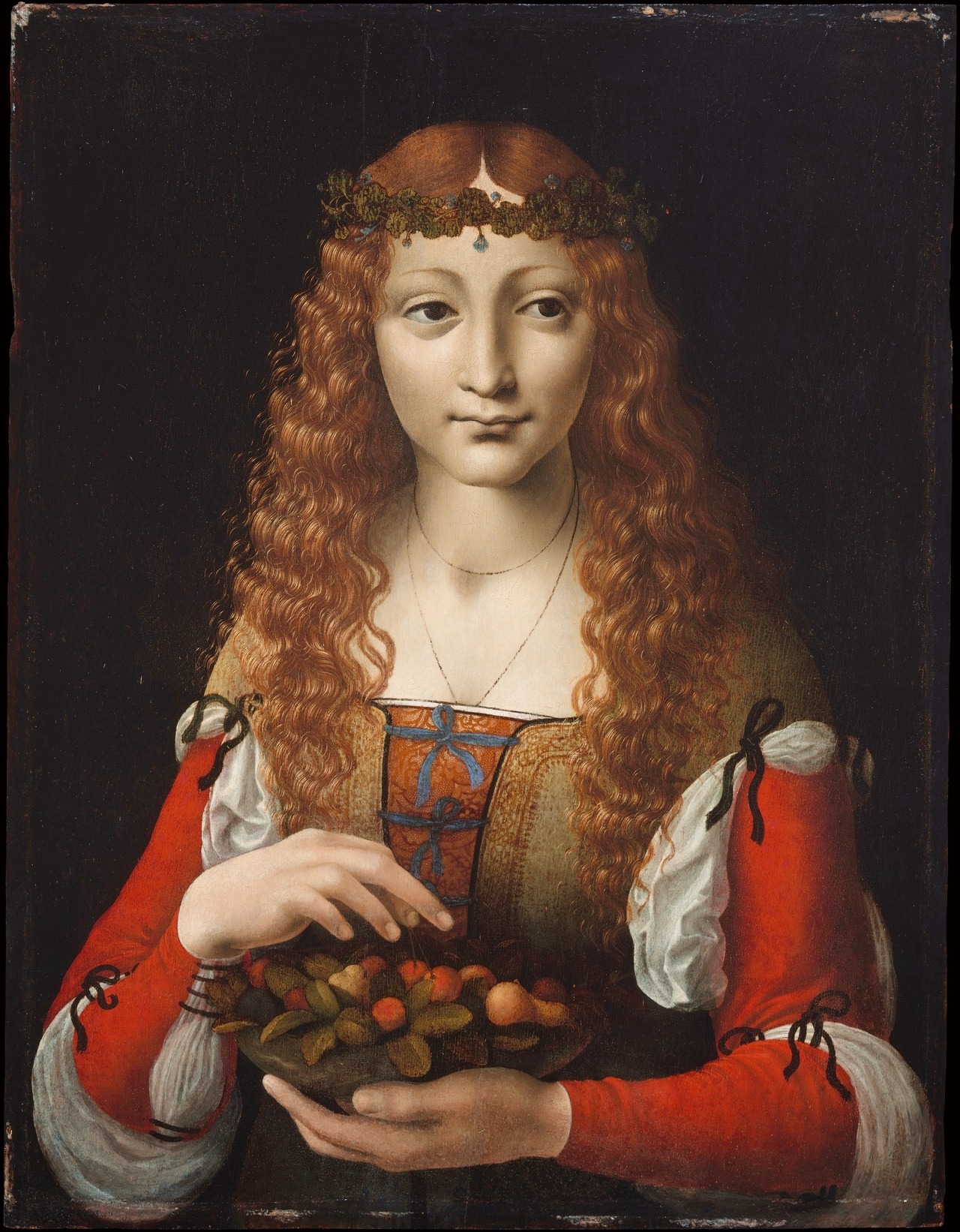 attributed to Marco d’Oggiono (Italian, ca. 1467-1524), Girl with Cherries, ca.