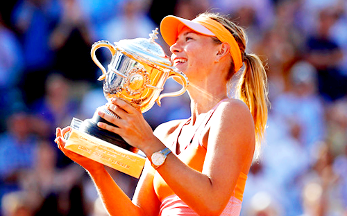 groundstrokes: 2014 French Open Final; Maria Sharapova defeats Simona Halep 6-4, 6-7(5), 6-4 to clai