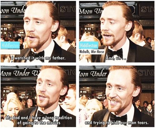 hiddlestonfan:idislikesmilingitcontortstheface:Marvel: The Avengers - Tom Hiddleston .. the first ti