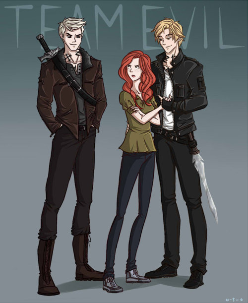 cassandraclare:  i love this! isabellefuhr:  Team Evil [x] vs. Team Good [x] 