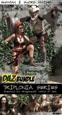 Also Available For Daz Users!  Triplonia Shaman For G2/G3 And Swordmaiden For G3F
