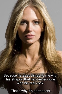 mrs-edge-says:Mrs Edge says that it’s the combination of my cage hitting her ass while I’m fucking her with the strapon, and she’s never going back to the old way. More captions at:http://Mrs-Edge-Says.tumblr.com I have spoken 😰😰🔐