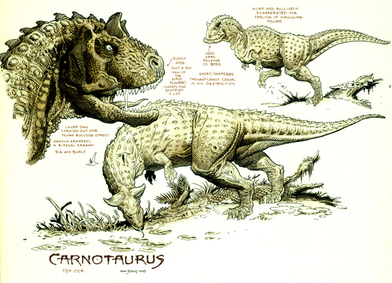 paleobiology:  isla–nublar:  William Stout’s character sheets for Dinosaur (2000)