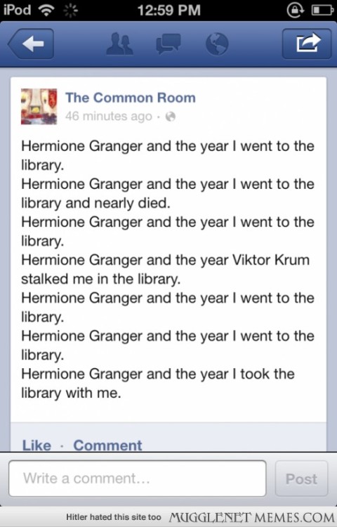mugglenetmemes:  Hermione.  http://ift.tt/195Aw8M