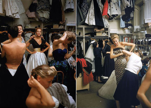 vintagepales:  Backstage Balmain, Paris 1954  by Mark Shaw