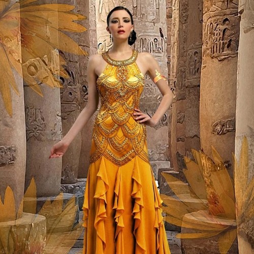 SUE WONG gold gown with embroidery and beads… #teamsuewong #suewong #fashion #coutureinspired#picoft