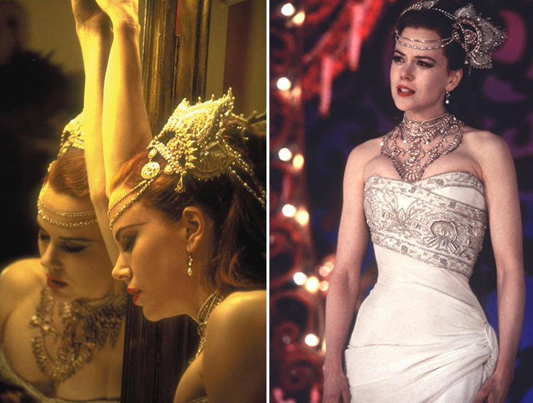 costumefilms:  White wedding dress in Hindu style from Baz Luhrmann’s Moulin Rouge