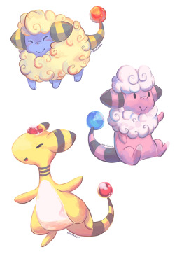 azurimon:  sheepy pokemon!! I want to turn these into stickers idk?? (making the deino line next!! :’D)