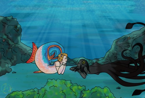  mer-opah Stede and mer-squid Ed chilling on the sea floorThe rest of the crew are as follows-Izzy- 