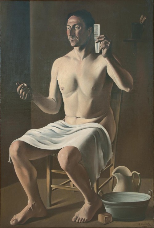 The man who combs   -      Gregorio Sciltian ,1925.Italian,1900-1985Oil on canvas