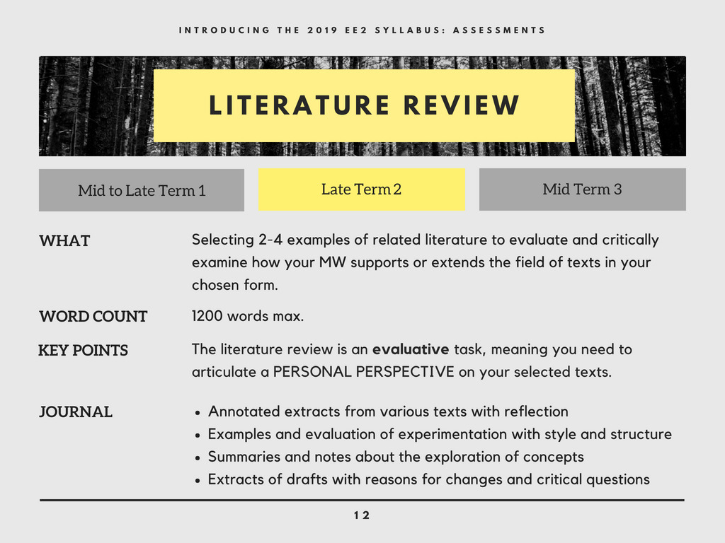 English Extension 2, Literature Review