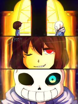 szainx:  Sans vs Chara. Welp, my first undertale artwork in digital. Or first digital artwork this year. XD 