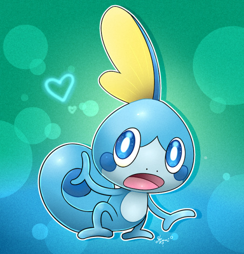 aquazeem:  Finished my quick lil drawing of Sobble! I love this little water Lizard so so much!! Bon