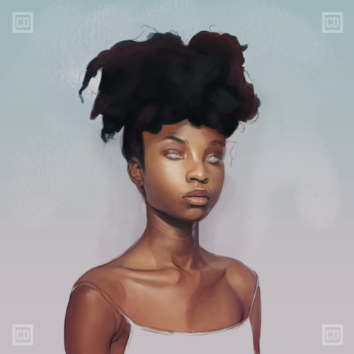 controlled-khaos: I love the sketch of this just as much as the finish painting. Natural hair always