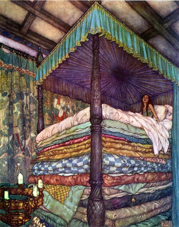 edmund-dulac:
“Princess and the Pea (The Real Princess), illustration to the Princess and the Pea, Edmund Dulac
”