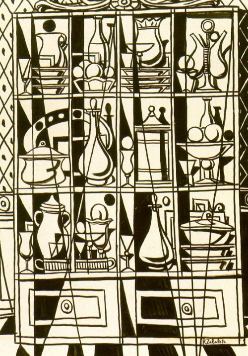 artist-zabaleta - Drawing sideboard (tavern window), Rafael...