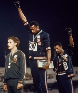 benzilla:  stereoculturesociety:  CultureHISTORY: Tommie Smith and John Carlos, Olympics 1968   “We were just human beings who saw a need to bring attention to the inequality in our country.” - Tommie Smith  On this date (10/16) in 1968, the ‘black