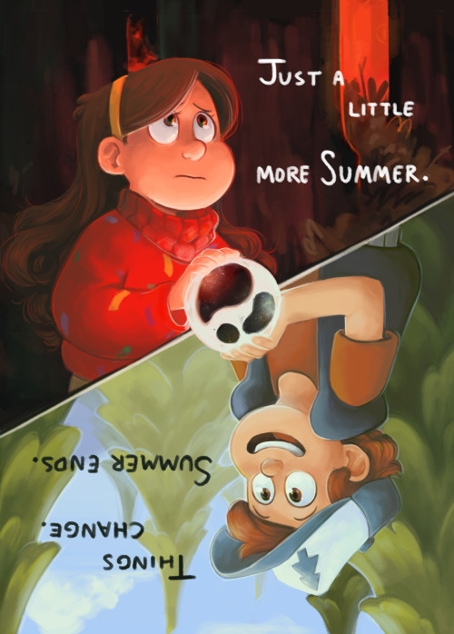 merrigel:  AND HERE IT IS! This is one of the possible pictures I’m putting up for the Absolutely Incredible @cherryviolets’s Gravity Falls zine! This is the first time in a long time I’ve had time to really paint something and I’m honestly really