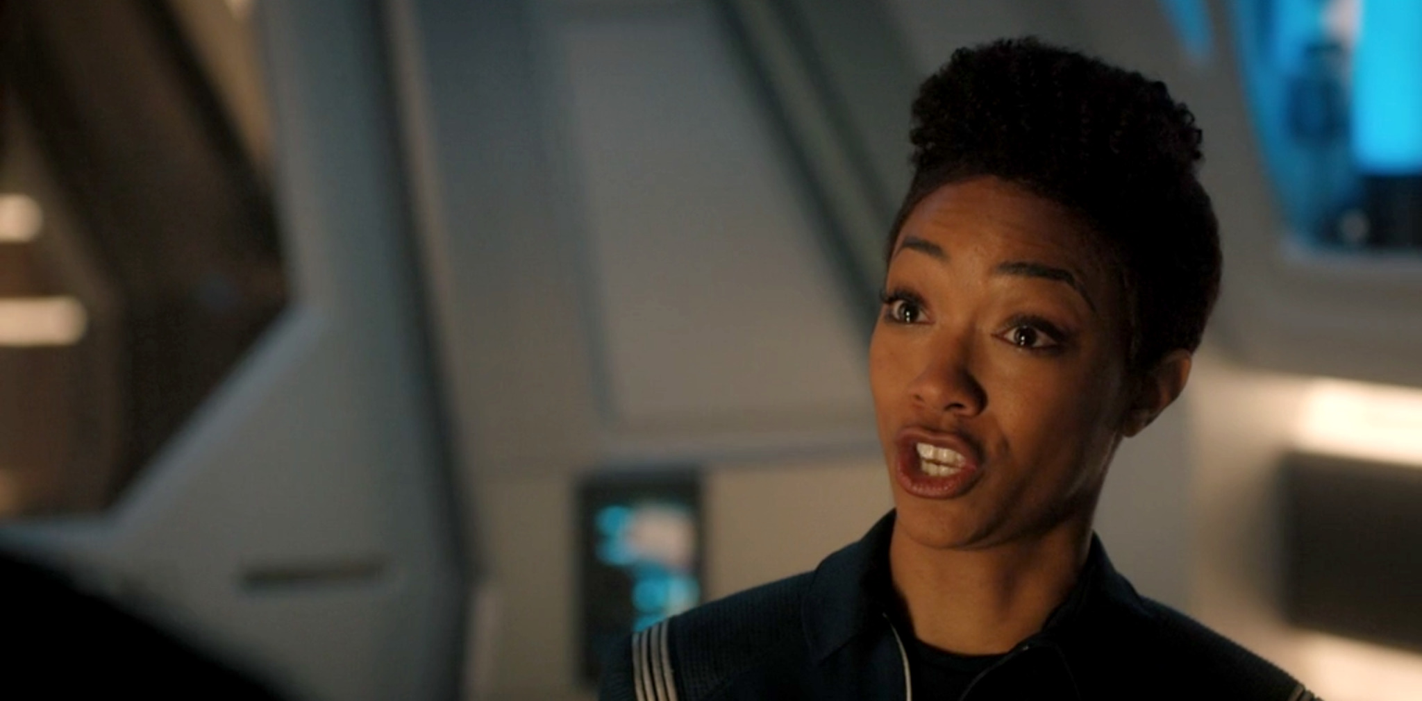 Image ID: a screenshot of Michael from star trek: discovery. She is talking while looking extremely offended and confused. End ID