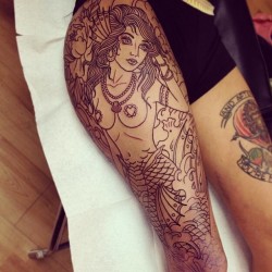 tattooworkers:  Line work by Aaron Egging