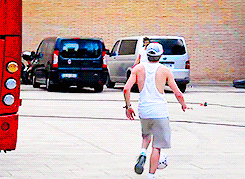 kryptoniall-deactivated20150613:  Niall playing ball in the Barcelona venue. x 