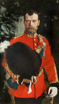   Valentin SEROV. His Imperial Majesty Nicholas II, Emperor of Russia, KG, Colonel-in-Chief of the Royal Scot Greys (detail), 1902.  