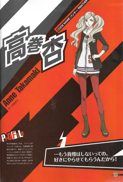 devil-triggerr: Morgana, Ryuji, Ann(e) and Yusuke P5A Profile and References from the mook