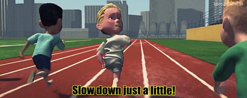 From the stands of a foot race, Mr. and Mrs. Incredible tell Dash to keep the results close.