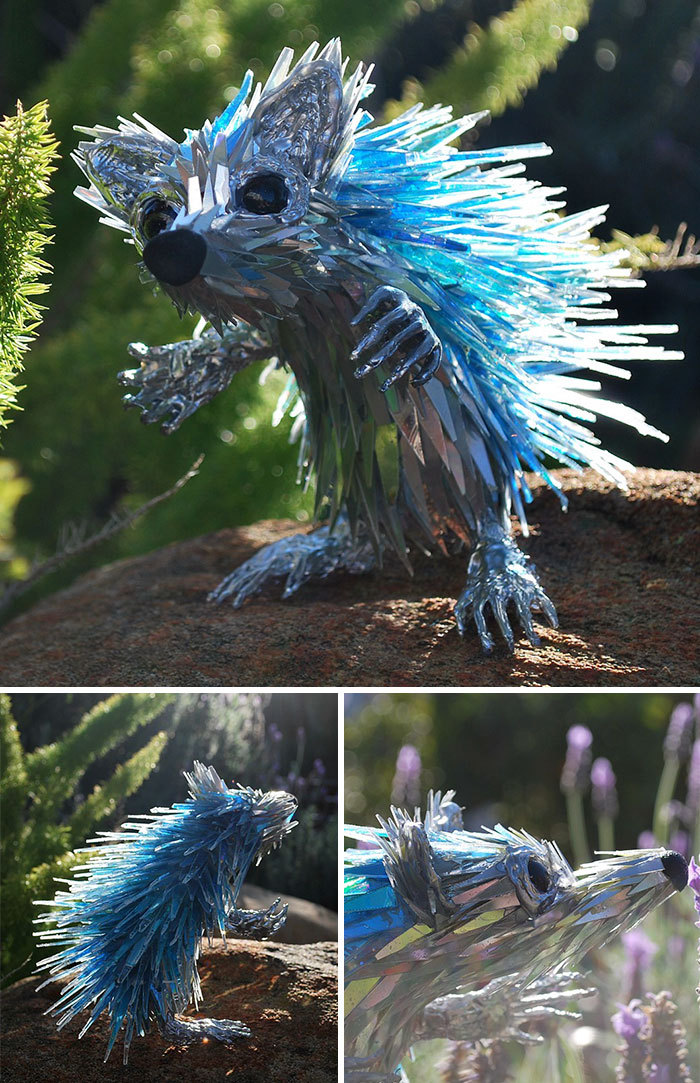 mayahan:Artist Sean Avery Creates Sculptures with Recycled CDs