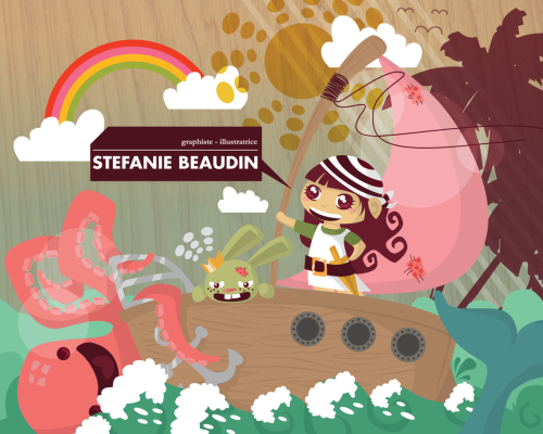 Pirate wallpaper by Stefanie Beaudin. Follow Desktop Candy for more cute wallpaper artists!